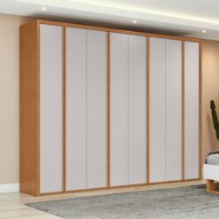 Guarda-Roupa 8 Portas Ergon 2,70 m Amêndoa Clean/Off White - LOPAS
