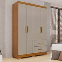 Guarda-Roupa 4 Portas Estrela Premium 1,00 m Cinamomo/Off White - SALLÊTO