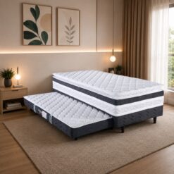 Cama Box Solteiro com Auxiliar Ouro com Pillow Top D28 - DESIGN COLCHÕES