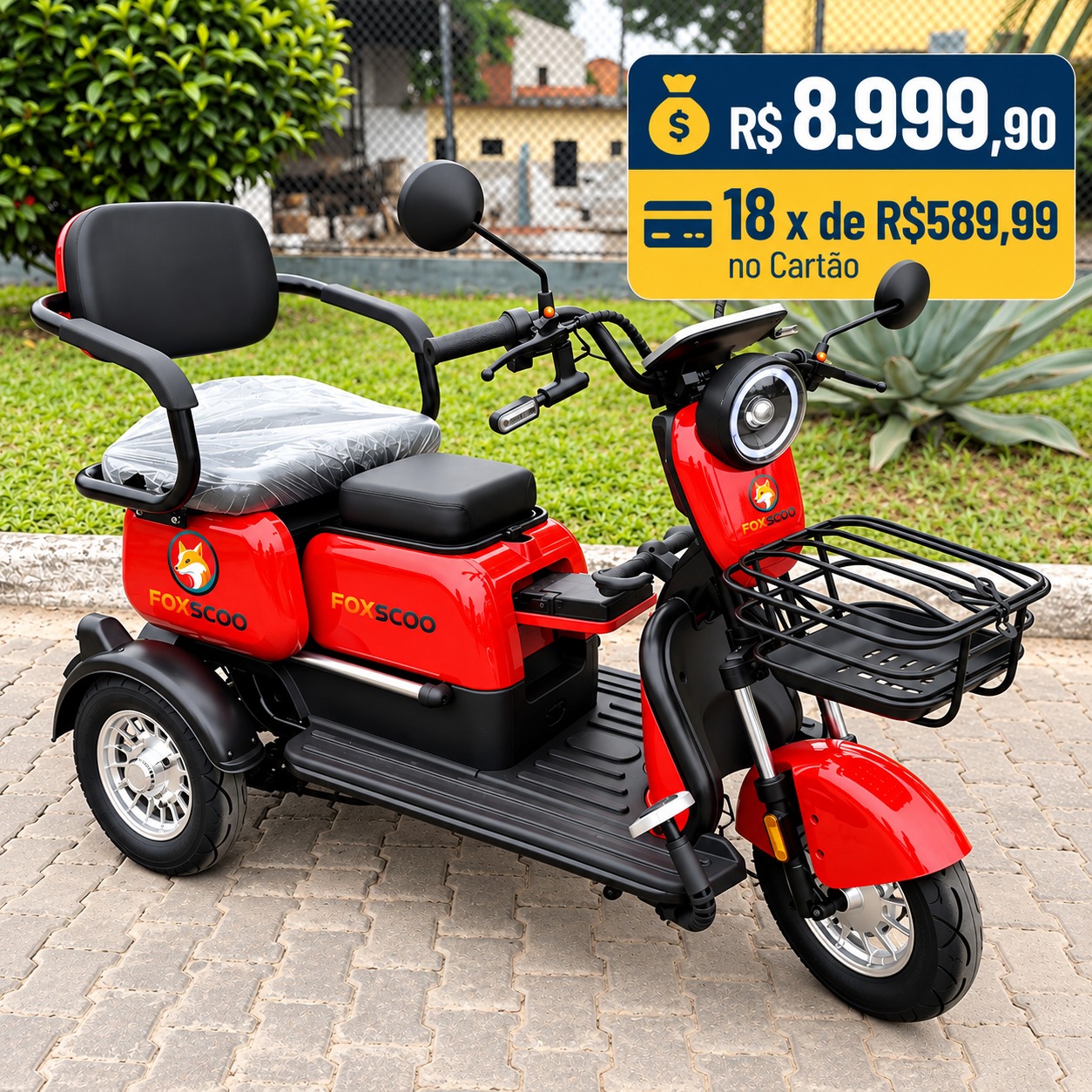 Triciclo Elétrico Foxscoo Vermelho – KONECT MOTOS ELÉTRICAS